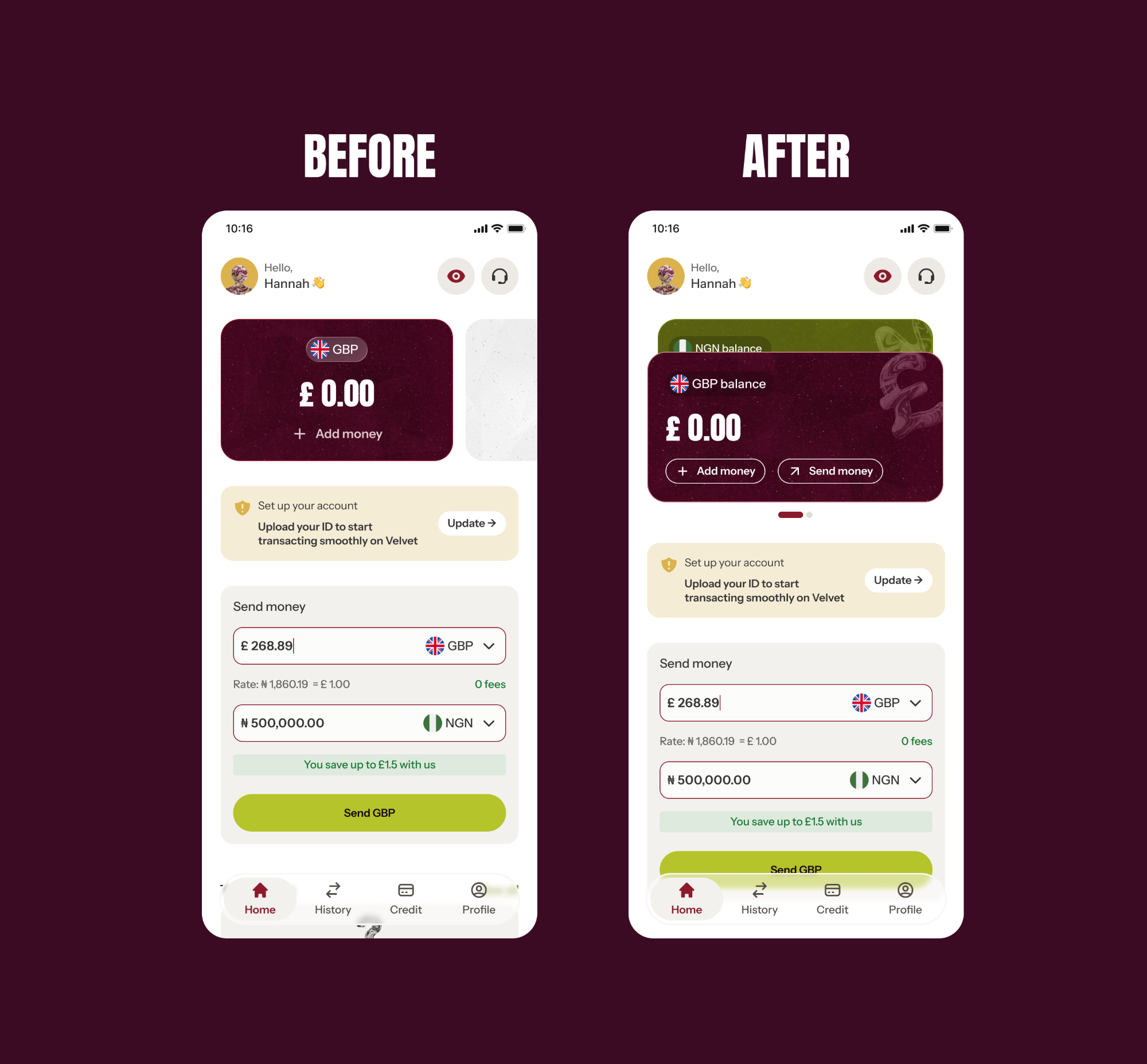 Homepage card, static versus swipable